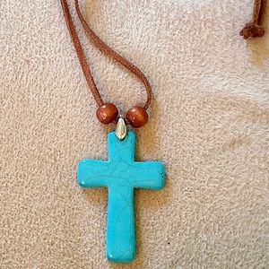 Handmade turquoise cross necklace